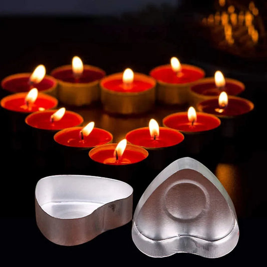 BlackPluss - 100PCS Heart-shaped Empty Aluminum Tealight Candle Wax Tins Jars Cases Containers Molds Holders for DIY Candle Making 20x20mm