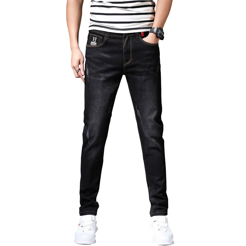 BlackPluss - Brand Men Jeans Slim Fit Skinny Denim Jeans Designer Elastic Straight Jeans Stretch Trousers Jeans for Men.