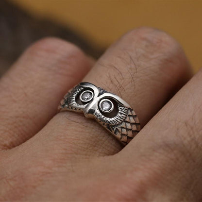 BlackPluss - New Retro Thai Silver Owl Ring European American Fashion Animal.