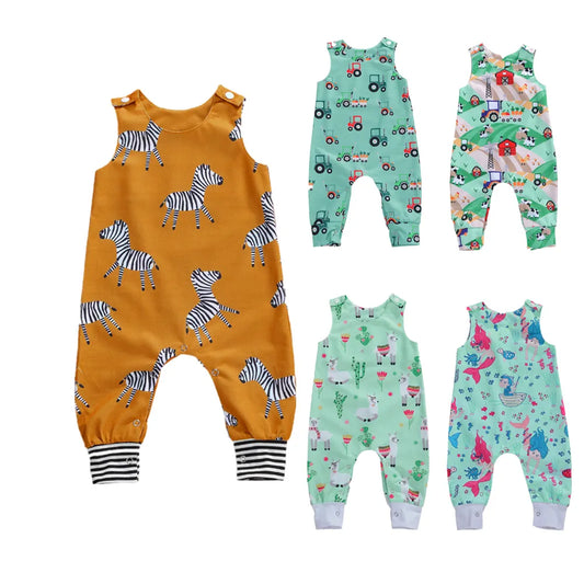 BlackPluss - Citgeett Summer Newborn Baby Boys Girls Cotton Romper بدون أكمام.