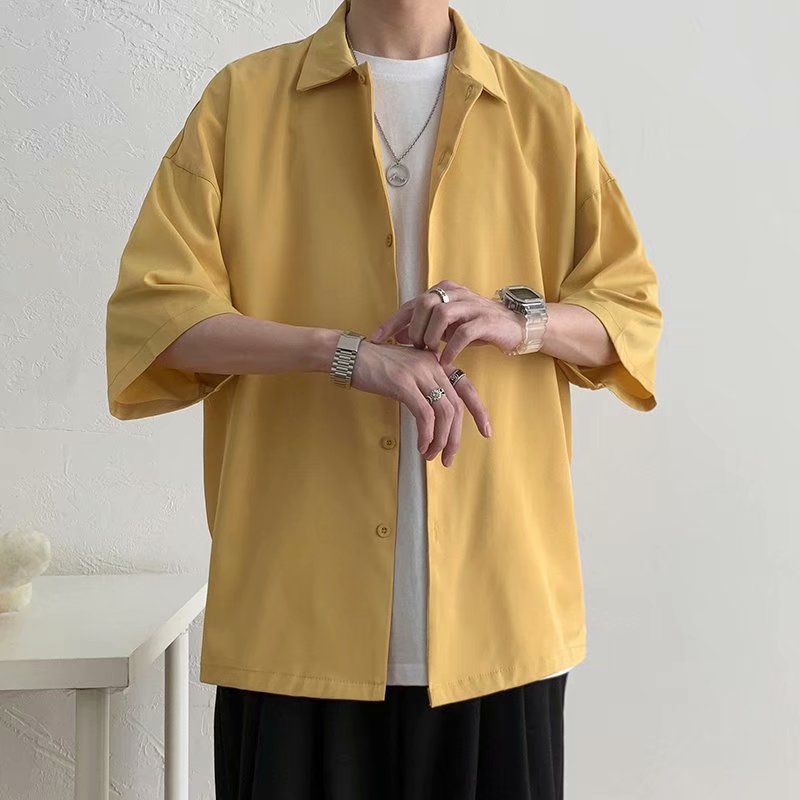 BlackPluss - Half Sleeve Solid Color Loose Oversize shirt.