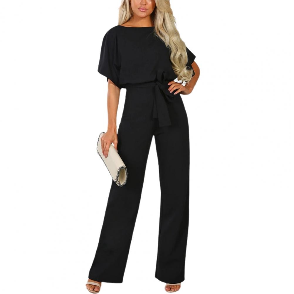 BlackPluss - High Waist Elegant Women Solid Color Straight Leg Romper Fashion.