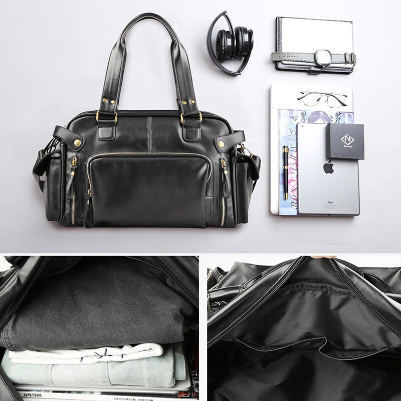 BlackPluss - Soft Leather Briefcase For Laptop Tote Bags Business Shoulder Messenger Handbag.