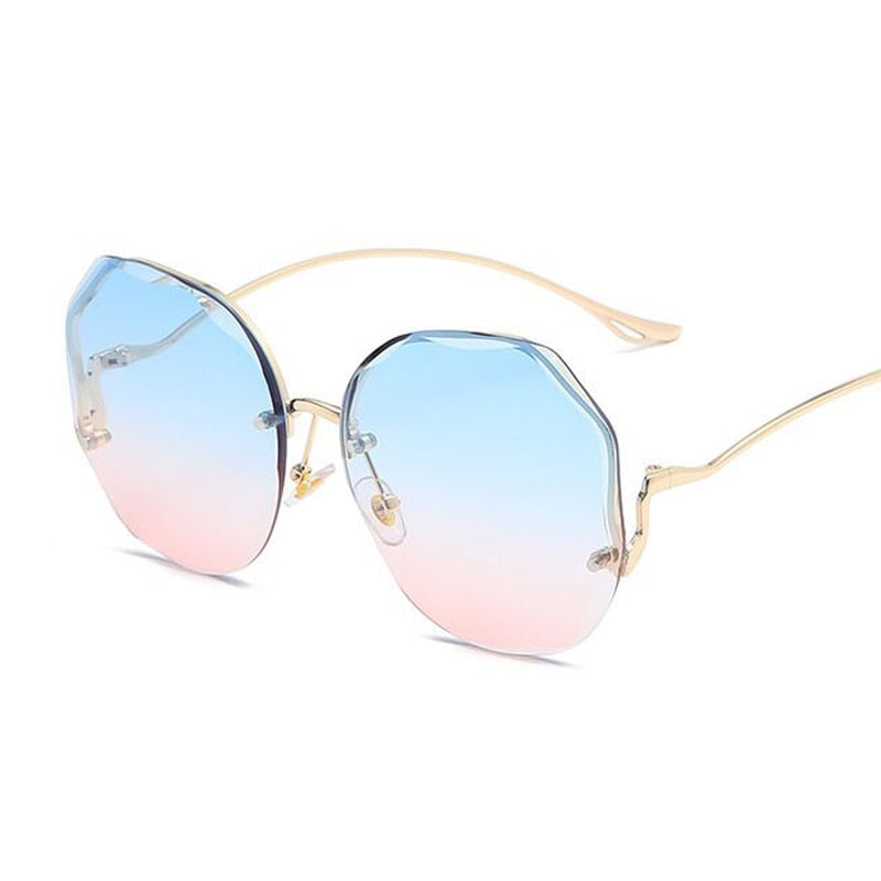 BlackPluss - Luxury Round Gradient Sunglasses Women Metal Curved Temples UV400