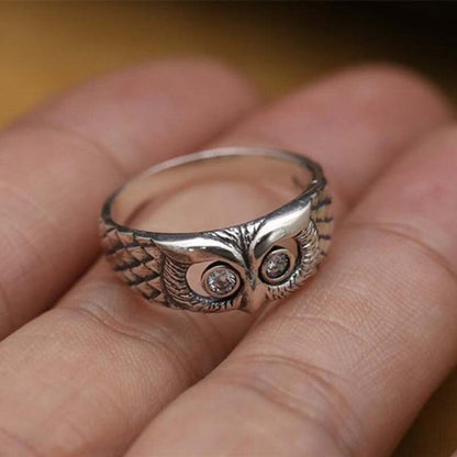 BlackPluss - New Retro Thai Silver Owl Ring European American Fashion Animal.