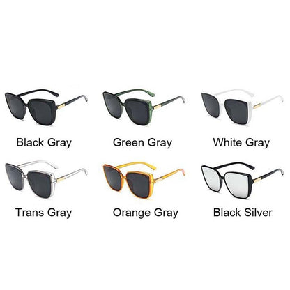 BlackPluss - Cat Eye Sunglasses Woman Vintage Black Mirror Sun Glasses Female Oculos