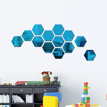 BlackPluss - 12PCs/Set DIY 3D Mirror Wall Sticker Hexagon Home Decor