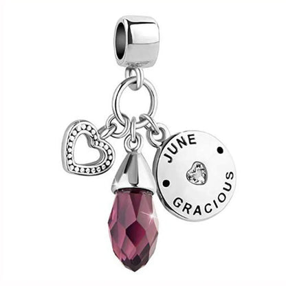 BlackPluss - Heart Love Birthday Pink Birthstone Charm Beads Fit Pandora  Charm Bracelet Female Genuine DIY Jewelry Making