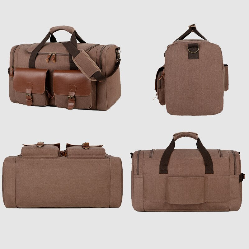 BlackPluss - Travel Duffle Bag Men Hand Luggage Bag Leather Shoulder Bag.