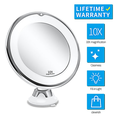 BlackPluss - Flexible Makeup Mirror 10x Magnifying Mirrors 14 Led Lighted Touch Screen