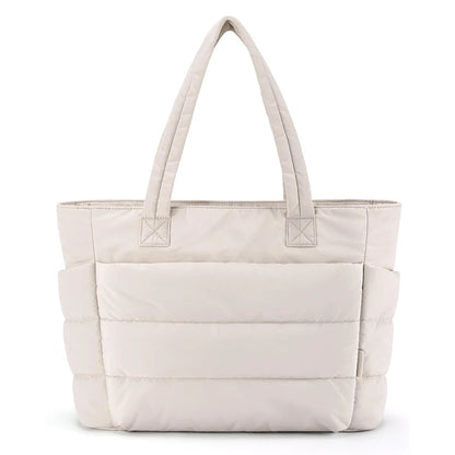 Blackpluss | Puffy Tote Bag for Women Big Square Cotton Padded Female Quilting Shoulder Purse Simple Daily Handbag Women's Bag