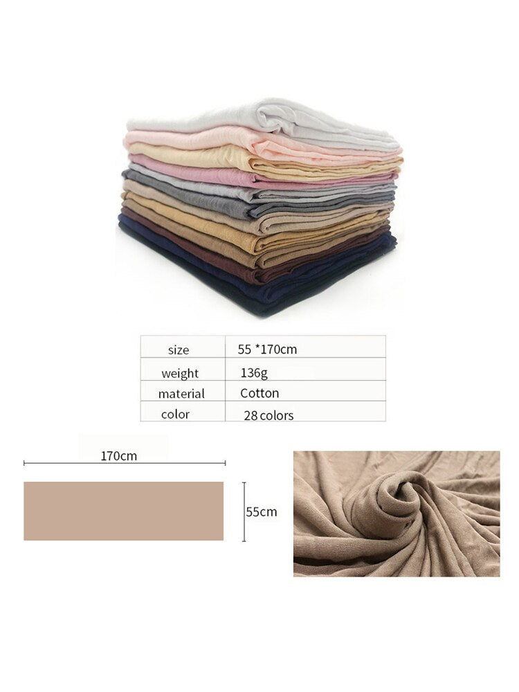 BlackPluss -  Cotton Jersey Hijab Scarf Women Muslim Shawl Plain Soft Turban Head Wraps