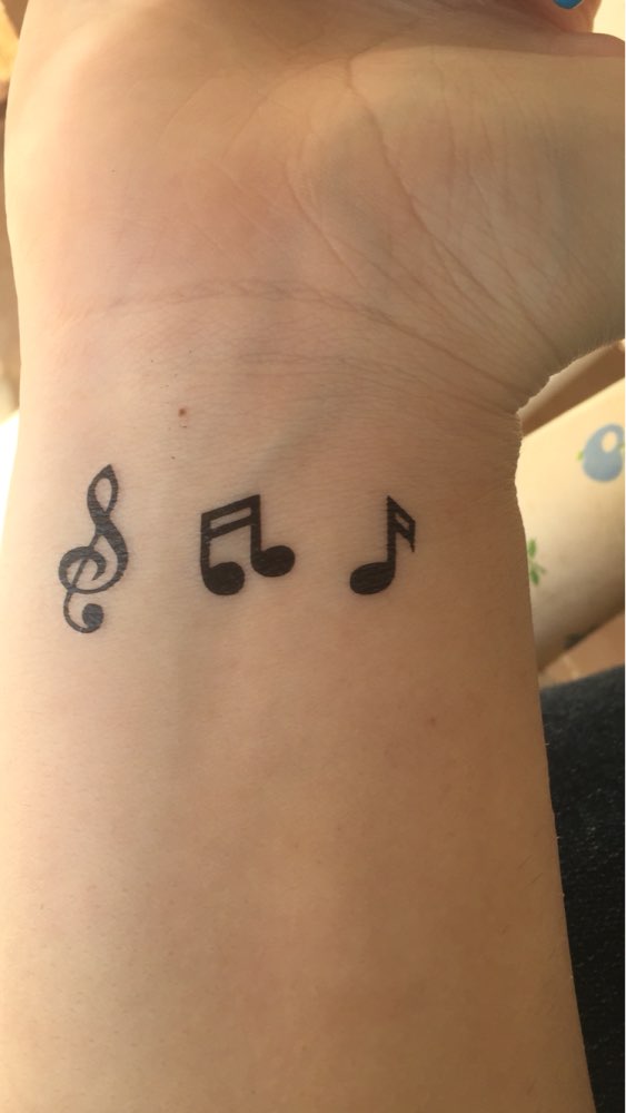 BlackPluss - Waterproof Temporary Tattoo sticker on ear finger music note bird.