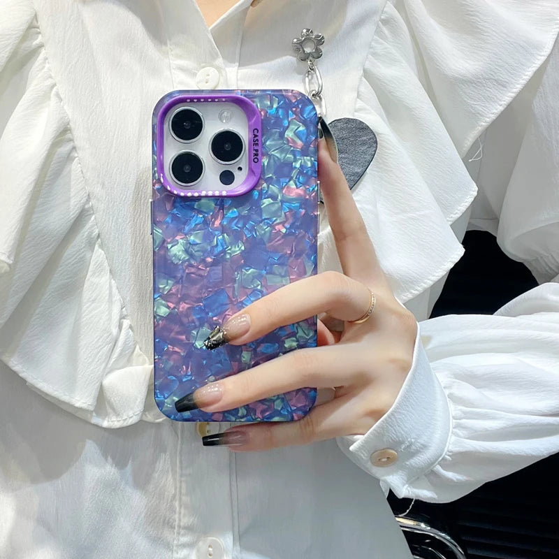 Luxury Colorful Shell Pattern Phone Case For iPhone 11 12 13 14 15 Pro Max 15plus Shockproof Fashion Beautiful Protective Shell