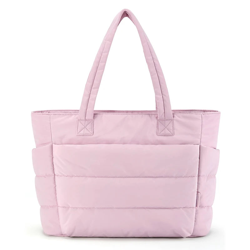 Blackpluss | Puffy Tote Bag for Women Big Square Cotton Padded Female Quilting Shoulder Purse Simple Daily Handbag Women's Bag