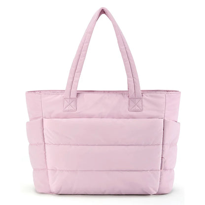 Blackpluss | Puffy Tote Bag for Women Big Square Cotton Padded Female Quilting Shoulder Purse Simple Daily Handbag Women's Bag