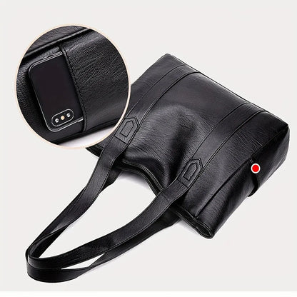 Blackpluss | Vintage Large Capacity Tote Bag, Retro Vegan Shoulder Bag, Women's Casual Handbag