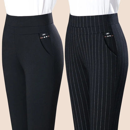 BlackPluss - Casual Straight Pants Female Trousers Lady Stripe Pencil Pants