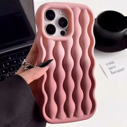 Liquid Silicone Soft Phone Case For iphone 15 14 13 12 11 Pro Max INS Fashion Water Ripple Chic Design Phone Back Cover Shell