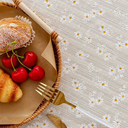 BlackPluss - Style Small Daisy Cotton Floral Tablecloth,Tea Table