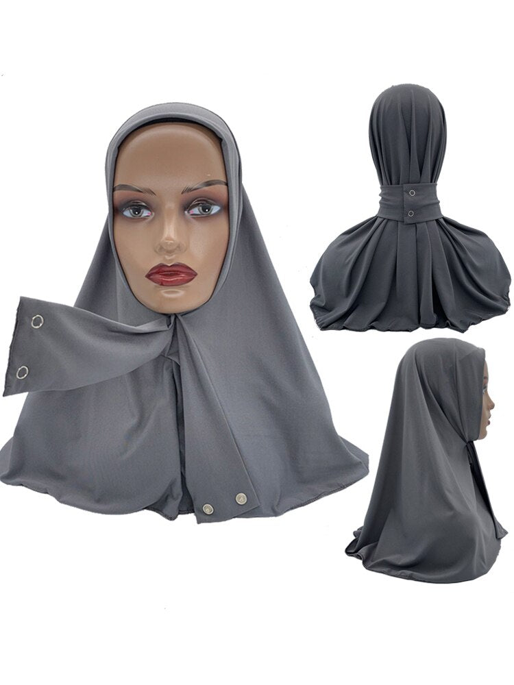 BlackPluss - Fastener Hijab for Muslim Women Full Cover Head Wraps Scarf