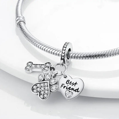 BlackPluss - Animal 925 Silver Elephant Snake Fox Ladybug Dog Cat Owl Charm Beads fit Original Pandora Bracelet Original Charms Jewelry