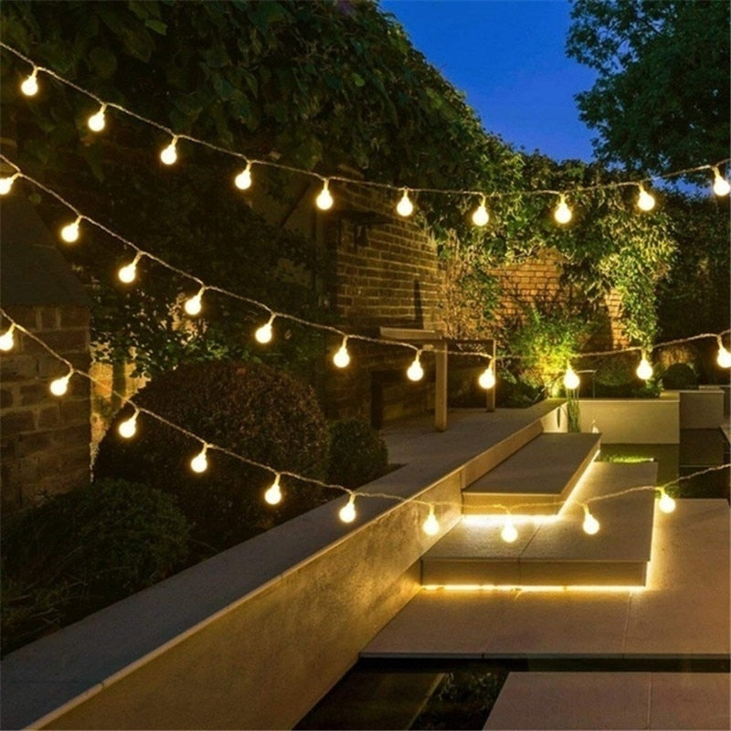 BlackPluss - 10M Ball LED String Lights Outdoor Ball Chain Lights Garland