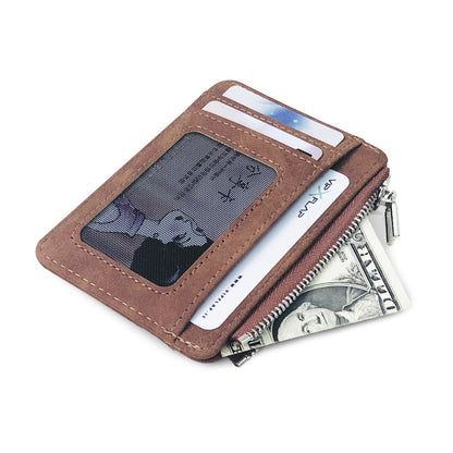 BlackPluss - Men's Card Wallet Short Matte Leather Retro Multi-card Frosted.