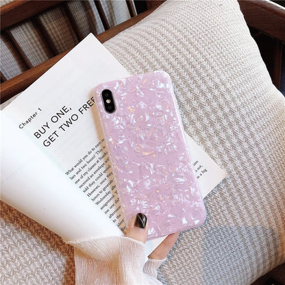 Glossy Marble Phone Case For iphone 15 14 13 12 Mini 11 Pro Max 7 8 Plus XS Max X XR SE 2 3 Cover Conch Silicone Soft TPU Capa