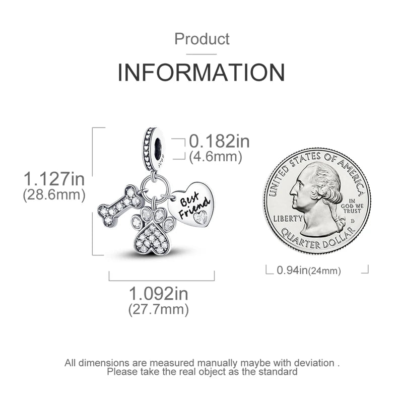BlackPluss - Animal 925 Silver Elephant Snake Fox Ladybug Dog Cat Owl Charm Beads fit Original Pandora Bracelet Original Charms Jewelry