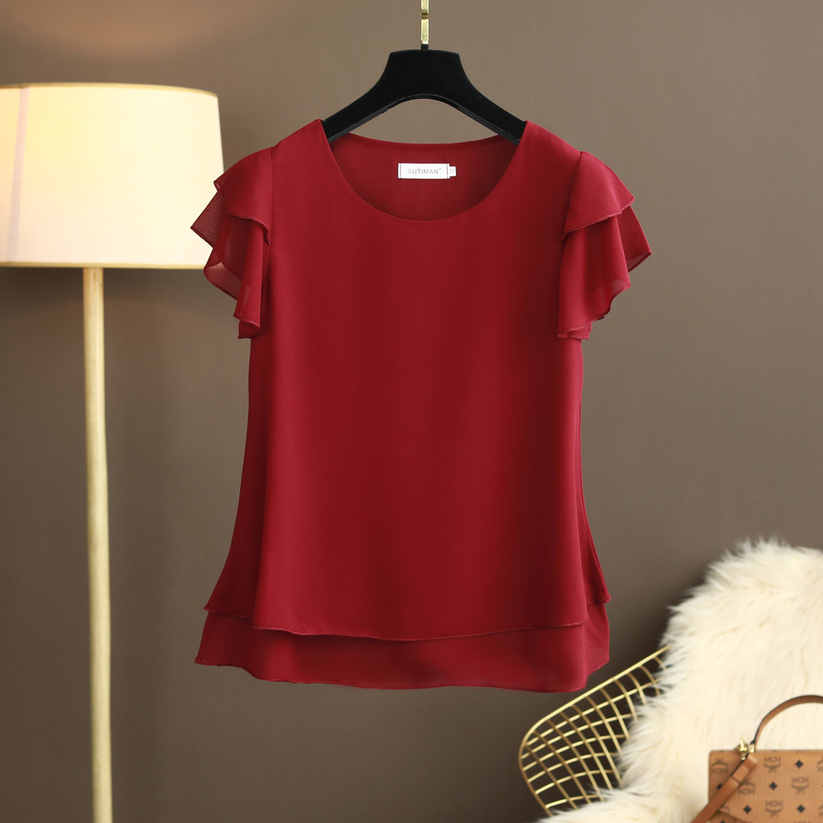 BlackPluss - Women Blouse Loose O-Neck Chiffon Shirt Female Short Sleeve Blouse Oversized Shirts womens tops.