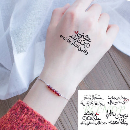 BlackPluss - Waterproof Temporary Tattoo Sticker Love Heart Pattern Letters.