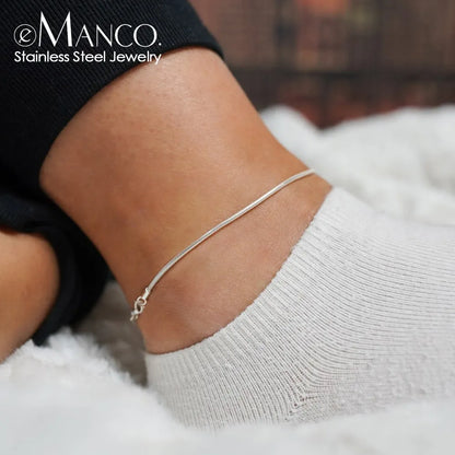 BlackPluss - Snake Chain Anklet Stainless Steel Adjustable Chain Ankle Gifts