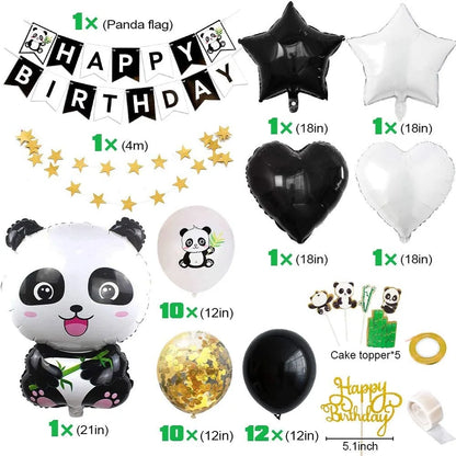 BlackPluss - Panda Birthday Balloons Party Decorations For Children Kids Baby Shower Gender Reveal Supplies with Happy Birthday Banner Panda