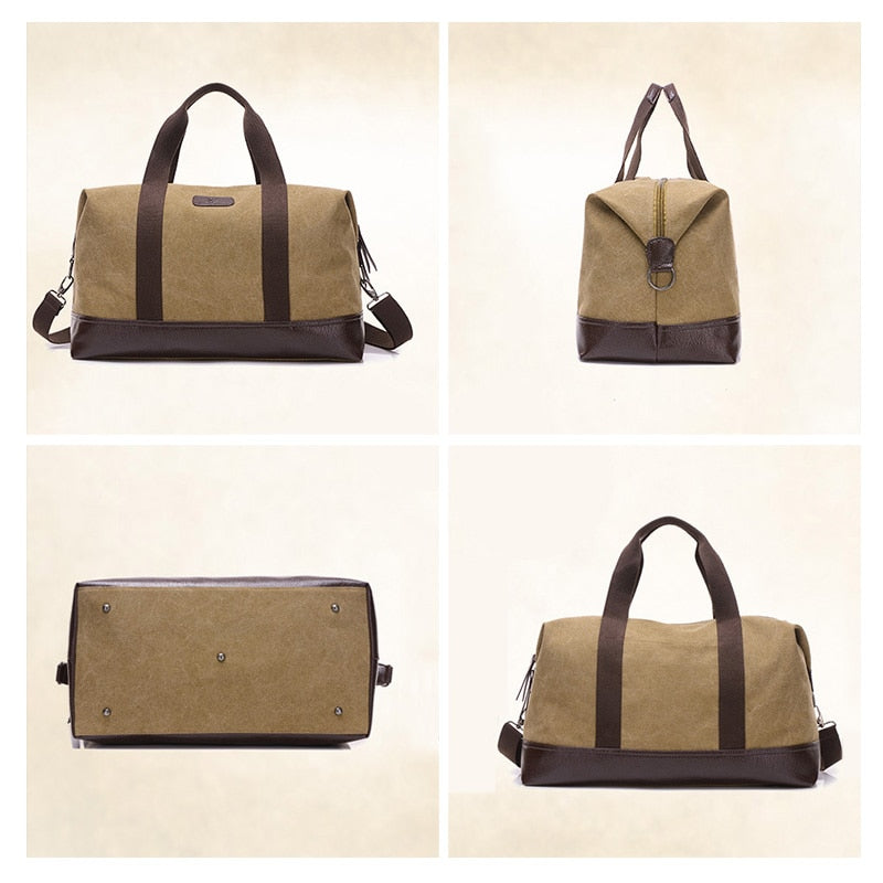 BlackPluss - Vintage Canvas Bags for Men Travel Hand Luggage Bags Weekend Overnight.