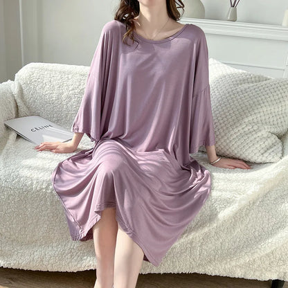 BlackPluss - Women Soft Modal Nightdress Long Sleeve