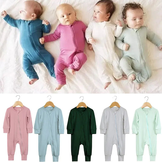 BlackPluss - Baby Romper Bamboo Fiber Baby Boy Girl Clothes Newborn Zipper Footies