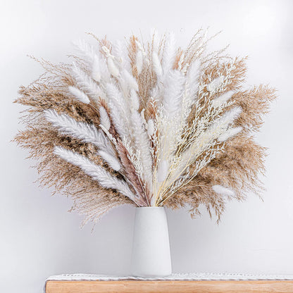 BlackPluss - 80PCS Natural Dried Pampa Grass Bouquet,Boho Home Decor