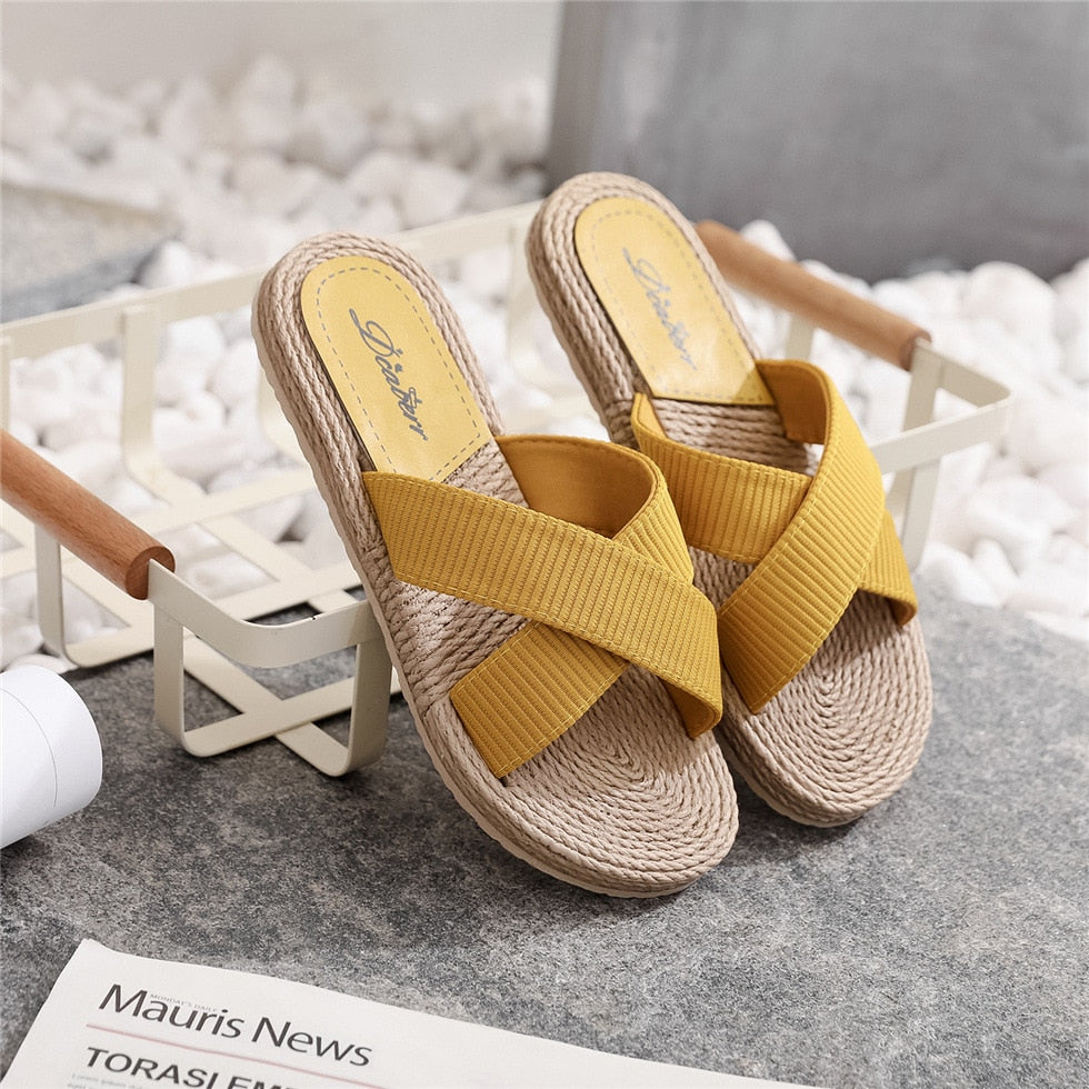 BlackPluss -  Slippers Summer Cross Drag Fashion Hemp Rope Outer Wear