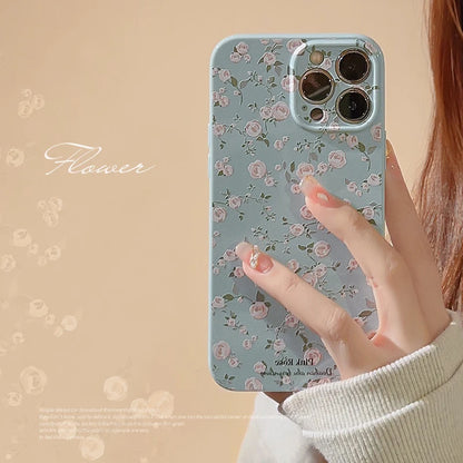 Retro Shattered Flowers Phone Case For iPhone 15 14 13 12 11 Pro Max Fashion Simple Floral Soft Shell Shockproof Bumper Cover