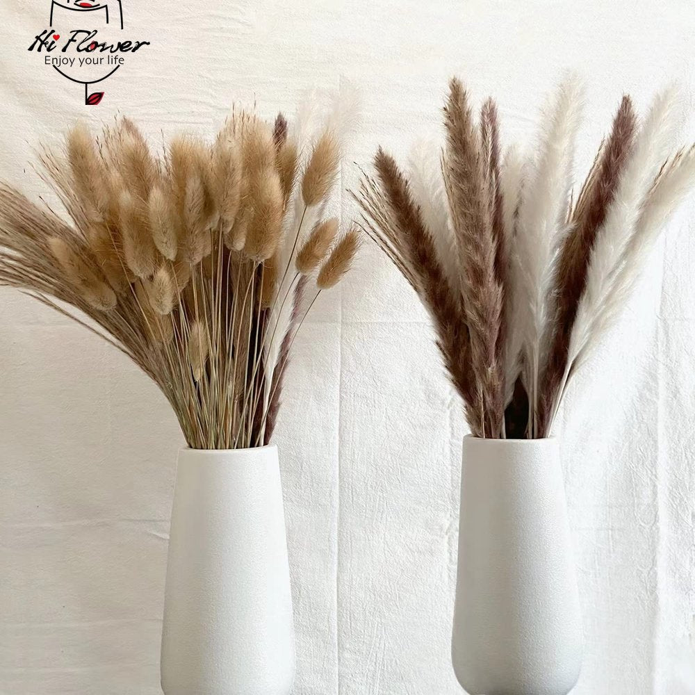 BlackPluss - 100Pcs Fluffy Pampas Dried Flowers Bouquet Home Decor