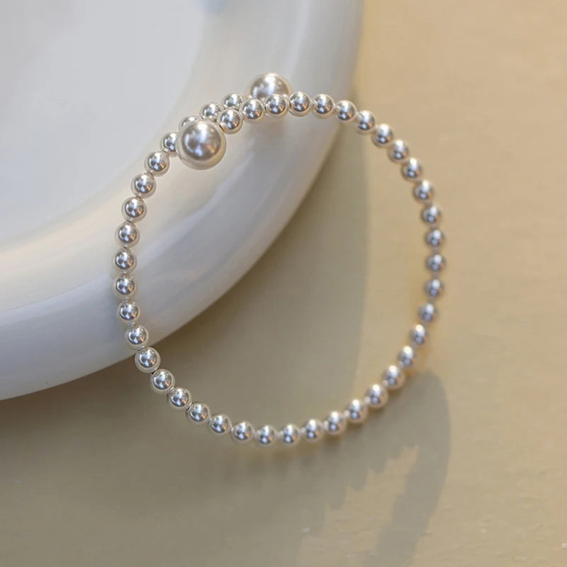 BlackPluss - 1PCS Imitation Pearl Bracelet Stretchable Pearl Bracelet Pearl