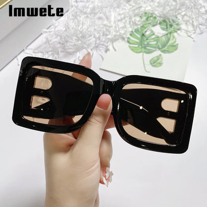 BlackPluss - Oversized Square Sunglasses Women Retro Black Gradient Sun Glasses.