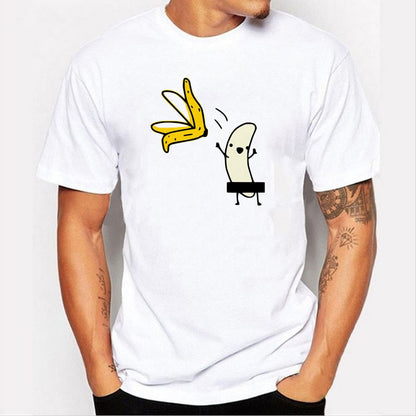 BlackPluss - Men's Banana Disrobe Funny Design Print T-shirt Summer