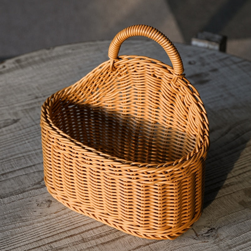 BlackPluss - Kitchen Storage Basket with Handle Woven Hanging Baskets