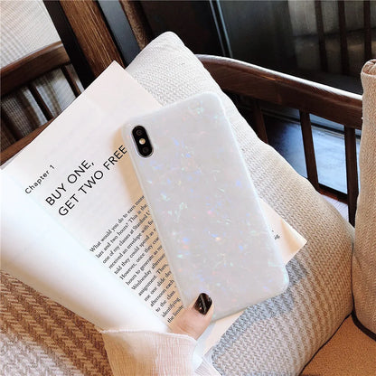 Glossy Marble Phone Case For iphone 15 14 13 12 Mini 11 Pro Max 7 8 Plus XS Max X XR SE 2 3 Cover Conch Silicone Soft TPU Capa