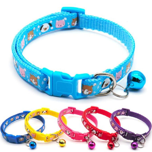 BlackPluss - Fashion Pet Dog Collar Colorful Pattern Dog Bear Cute Bell Adjustable Collars