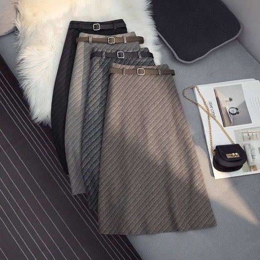 BlackPluss - Elegant Maxi Skirt Women Fall Winter Vintage Korean Fashion Thick Warm