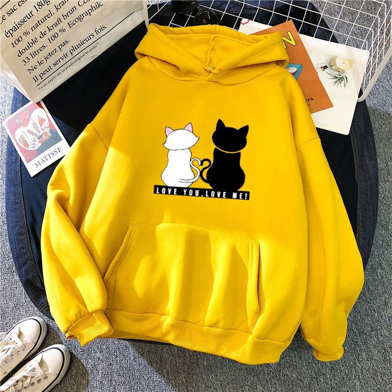 BlackPluss - Women Sweatshirt Autumn Long Sleeve Cute cat