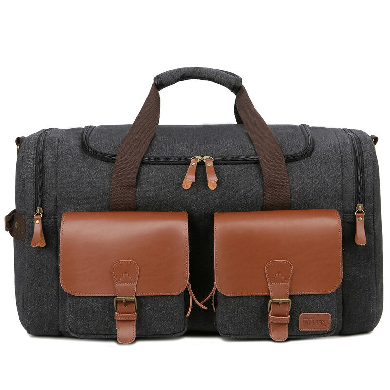 BlackPluss - Travel Duffle Bag Men Hand Luggage Bag Leather Shoulder Bag.